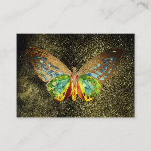 ** Watercolor Gilde Gold Butterfly Glitzer Black Visitenkarte