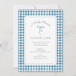 Watercolor Gingham Blue Baby Dusche Einladung
