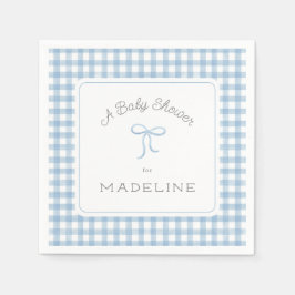Watercolor Gingham Light Blue Baby Dusche Serviette
