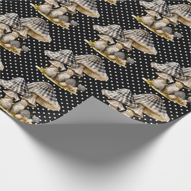 Watercolor Gingham Mushroom Garden Geschenkpapier (Ecke)