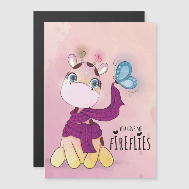 Watercolor Giraffe Magnetkarte (Vorne/Hinten)