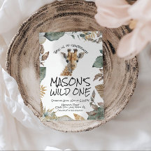 Watercolor Giraffe Wild  First Birthday