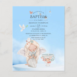 Watercolor Girl Angel Taufe Flyer