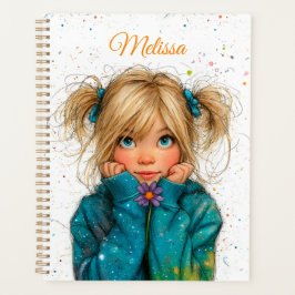 Watercolor Girl Any Name Planer