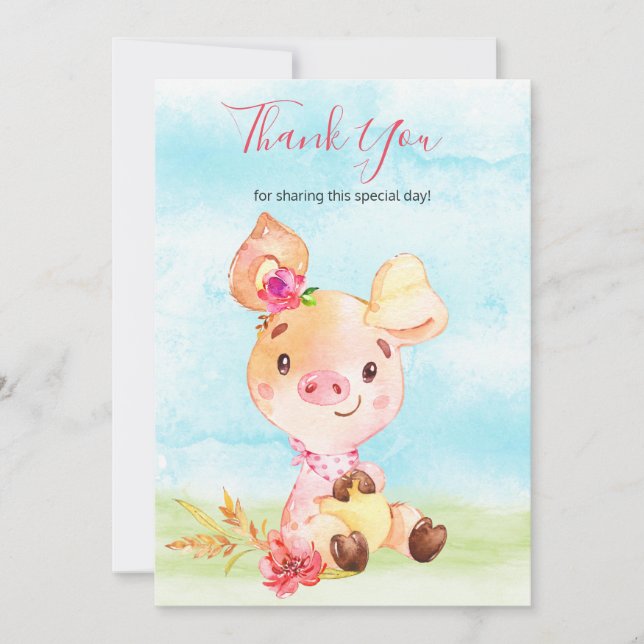 Watercolor Girl Piggy Farm Merci (Devant)