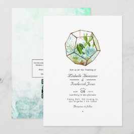 Watercolor Glas Terrarium Succulents Wedding Invi Einladung