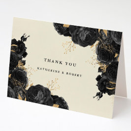 Watercolor Gold Black Rose Foto Dankeskarte