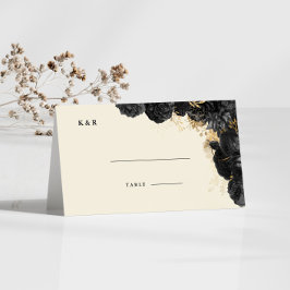 Watercolor Gold Black Rose Hochzeit Platzkarte