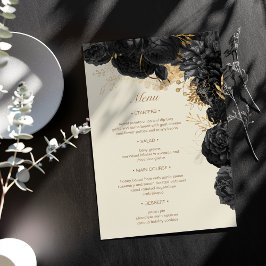 Watercolor Gold Black Rose Hochzeitsmenü Einladung