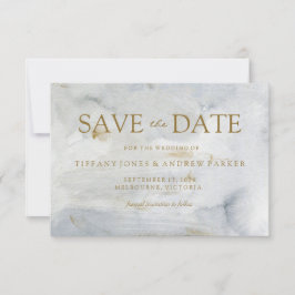 Watercolor Gold Blue Marmor Hochzeit speichern das Save The Date