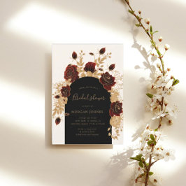 Watercolor Gold Burgundy Rose Brautparty Einladung