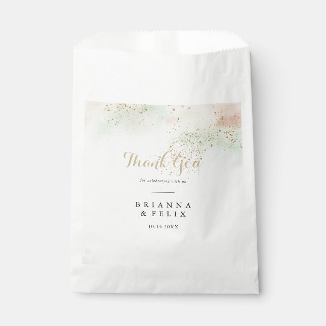 Watercolor Gold Confetti Vielen Dank für Ihre Hoch Geschenktütchen (Vorderseite)