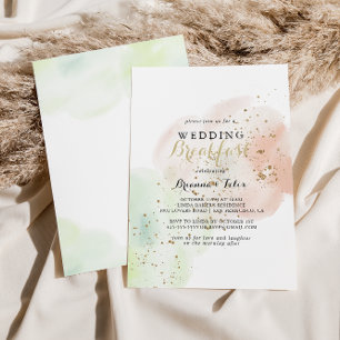 Watercolor Gold Confetti Wedding Frühstück Einladung
