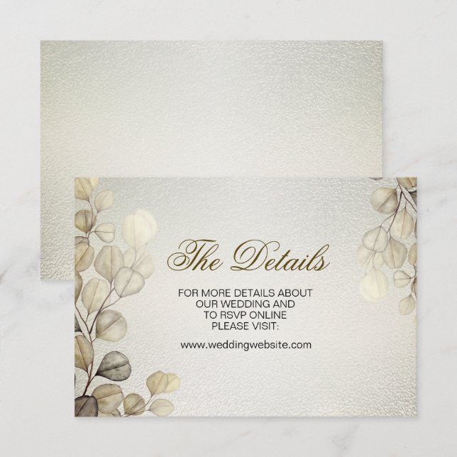 Watercolor Gold Eucalyptus Foliage Wedding Shiny Begleitkarte (Vorne/Hinten)