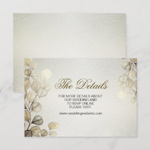 Watercolor Gold Eucalyptus Foliage Wedding Shiny Begleitkarte