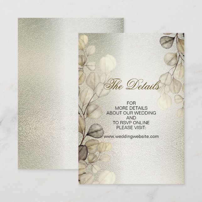 Watercolor Gold Eucalyptus Foliage Wedding Shiny Begleitkarte (Vorne/Hinten)