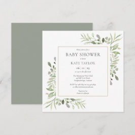 Watercolor Gold Greenery Baby Shower | Sprinkle Einladung