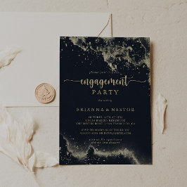 Watercolor Gold Splash Engagement Party Einladung