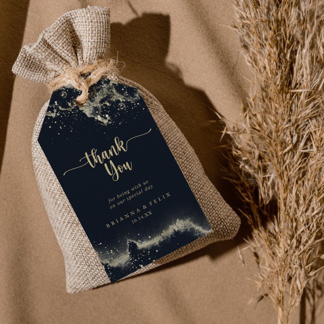 Watercolor Gold Splash Hochzeit Vielen Dank Geschenkanhänger (Von Creator hochgeladen)