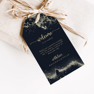 Watercolor Gold Splash Hochzeit Willkommen Geschenkanhänger