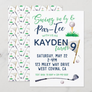 Watercolor Golf Invitation d'anniversaire