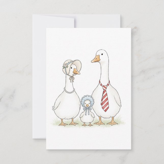 Watercolor Goose Baby Shower Plates Dankeskarte (Vorderseite)