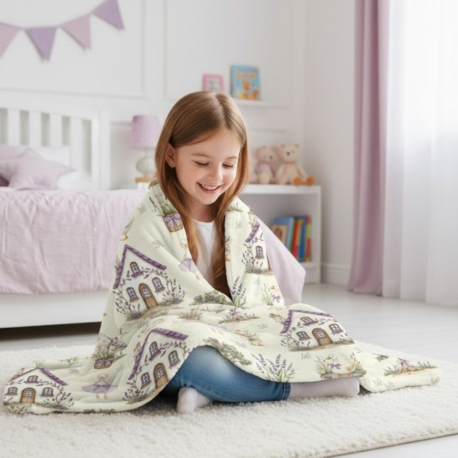 Watercolor Goose Lavender Farm House Fleecedecke (Von Creator hochgeladen)