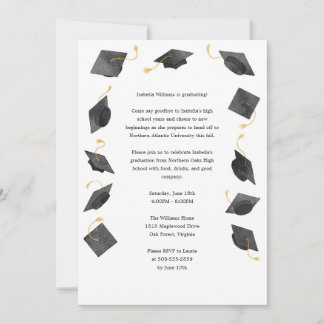Watercolor Graduation Caps Grad Party Invitation Ankündigung