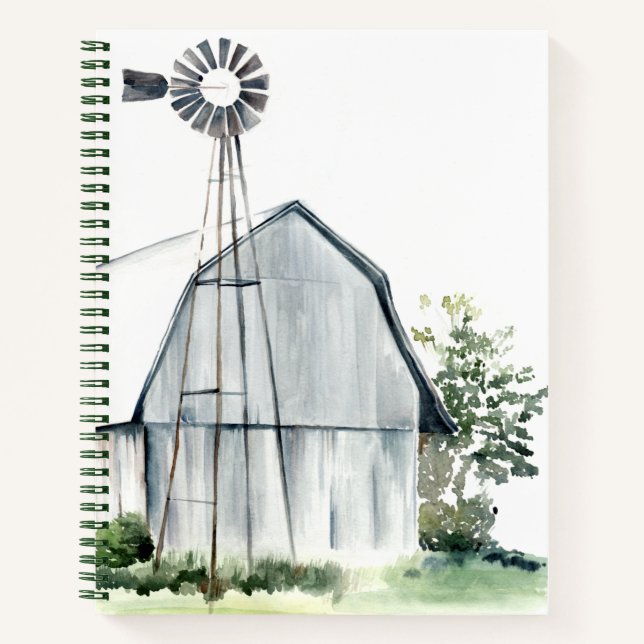 Watercolor Gray Barn Notizbuch (Vorderseite)