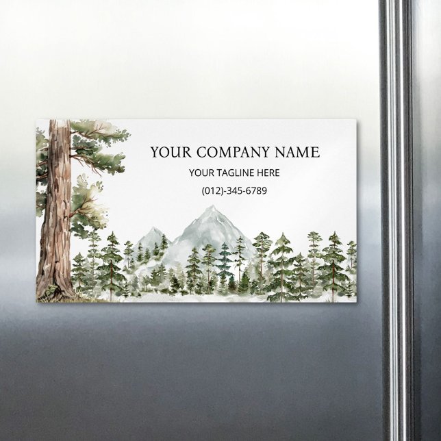 Watercolor Green Forest Personalized Outdoor Magnetische Visitenkarte (In situ)
