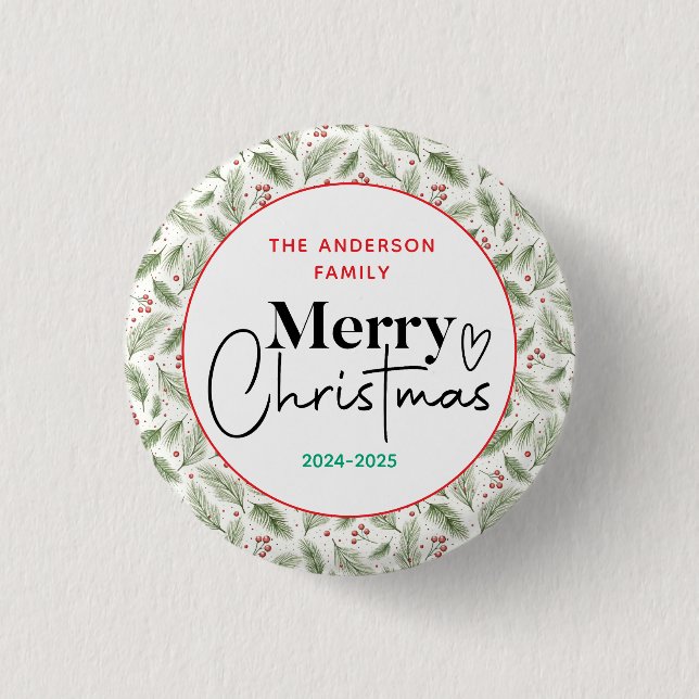 : Watercolor Green Grass - Festliches Weihnachtsfe Button (Vorderseite)