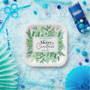 : Watercolor Green Grass - Festliches Weihnachtsfe Pappteller