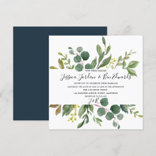 Watercolor Green Leaf Wedding Einladung