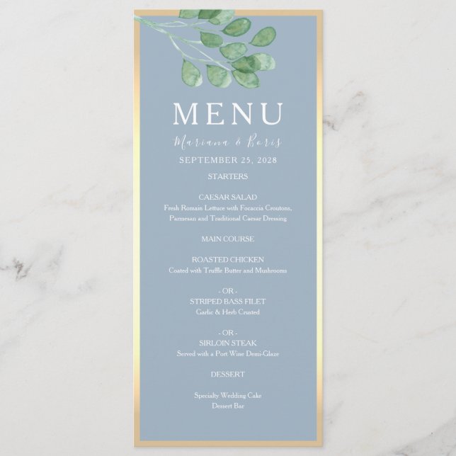 Watercolor Green Menu Mariage (Devant)