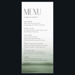 Watercolor Green Ombre Moderne Hochzeit Menükarte<br><div class="desc">Individuell gestaltbare Menükarte mit Aquarellgrün und moderner Typografie. Personalisieren Sie Ihre Mahlzeiten durch Hinzufügen von Datum und Auswahl. Diese grüne Ober-Karte ist ideal für Hochzeiten,  Babyduschen,  Brautpartys,  Geburtstage und vieles mehr.</div>