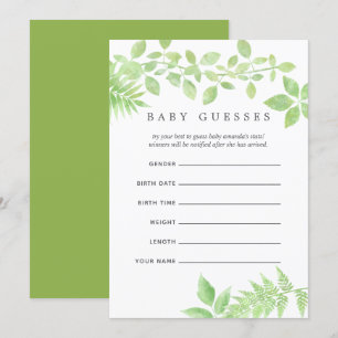 Watercolor Greenerenery Baby Shower Raten Einladung