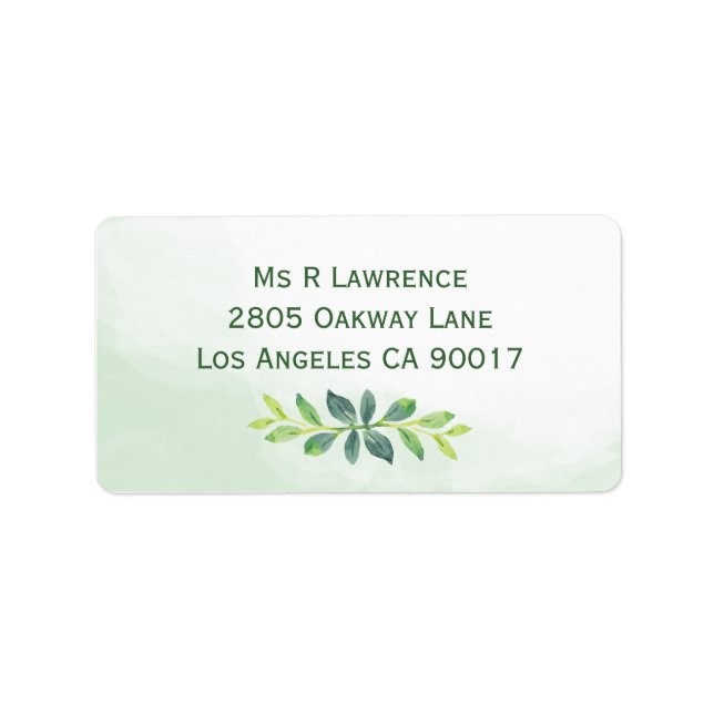 Watercolor Greenerity Address Labels Adressaufkleber (Vorne)