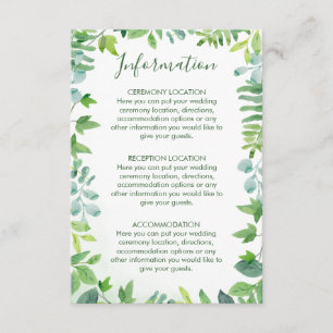 Watercolor Greenerity Hochzeitsinformationskarten Begleitkarte