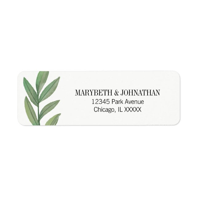 Watercolor Greenerity Wedding Address Label (Vorne)