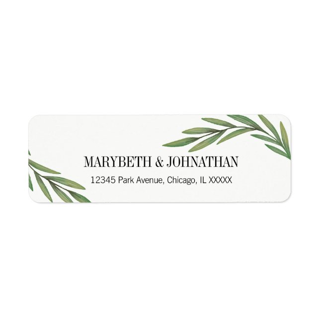 Watercolor Greenerity Wedding Address Label (Vorne)