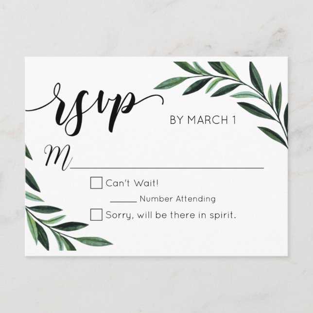 Watercolor Greenerity Wedding Postcard UAWG Postkarte (Vorderseite)