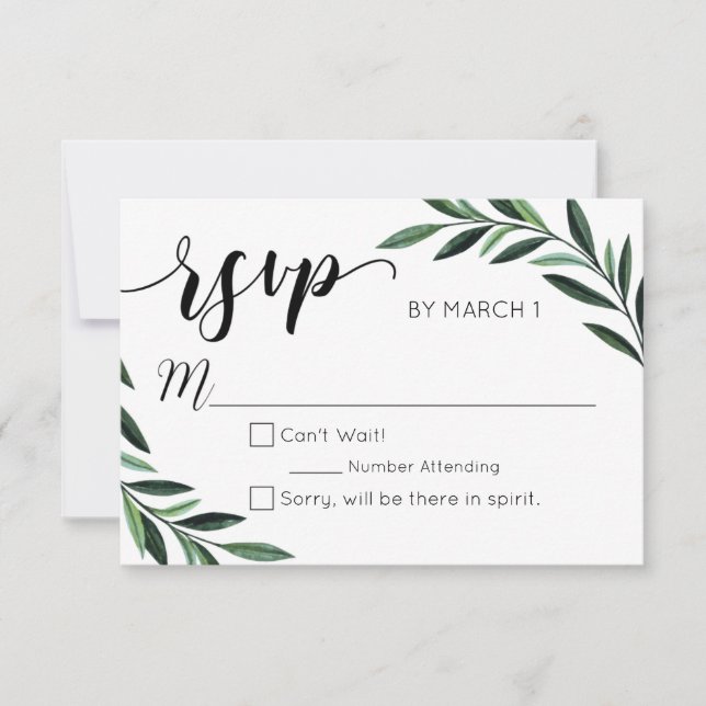 Watercolor Greenerity Wedding RSVP (Vorderseite)