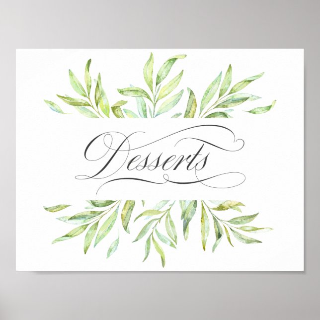 Watercolor Greenerity Wedding Wüste Signage Poster (Vorne)