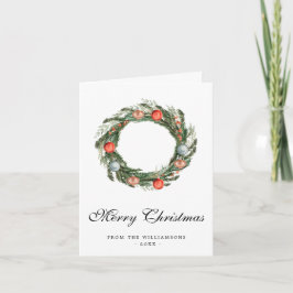 Watercolor Greenerity Wreath Weihnachtskarte Feiertagskarte