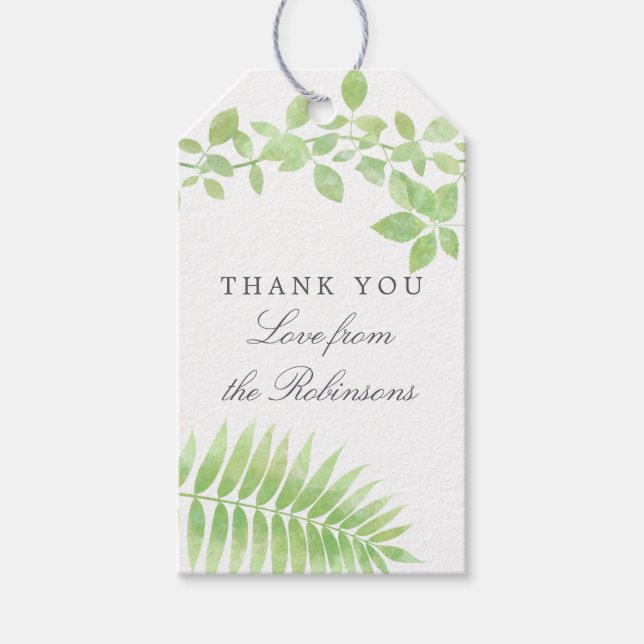 Watercolor Greenery Baby Dusche Vielen Dank Geschenkanhänger (Vorderseite)