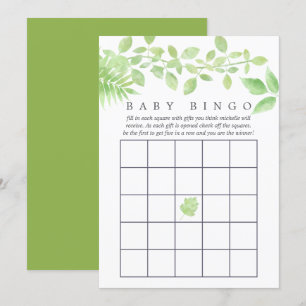 Watercolor Greenery Baby Shower Bingo Einladung