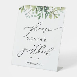 Watercolor Greenery Bitte unterschreiben Sie unser Sockelschild