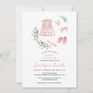 Watercolor Greenery Boho Clothes Girl Babydusche Einladung