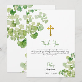 Watercolor Greenery Boy Girl Christening Taufe Dankeskarte