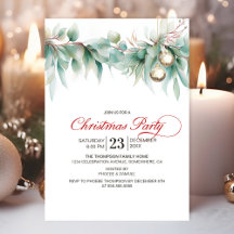 Watercolor Greenery Christmas Party